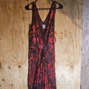 Newport News Red and Black Maxi Dress